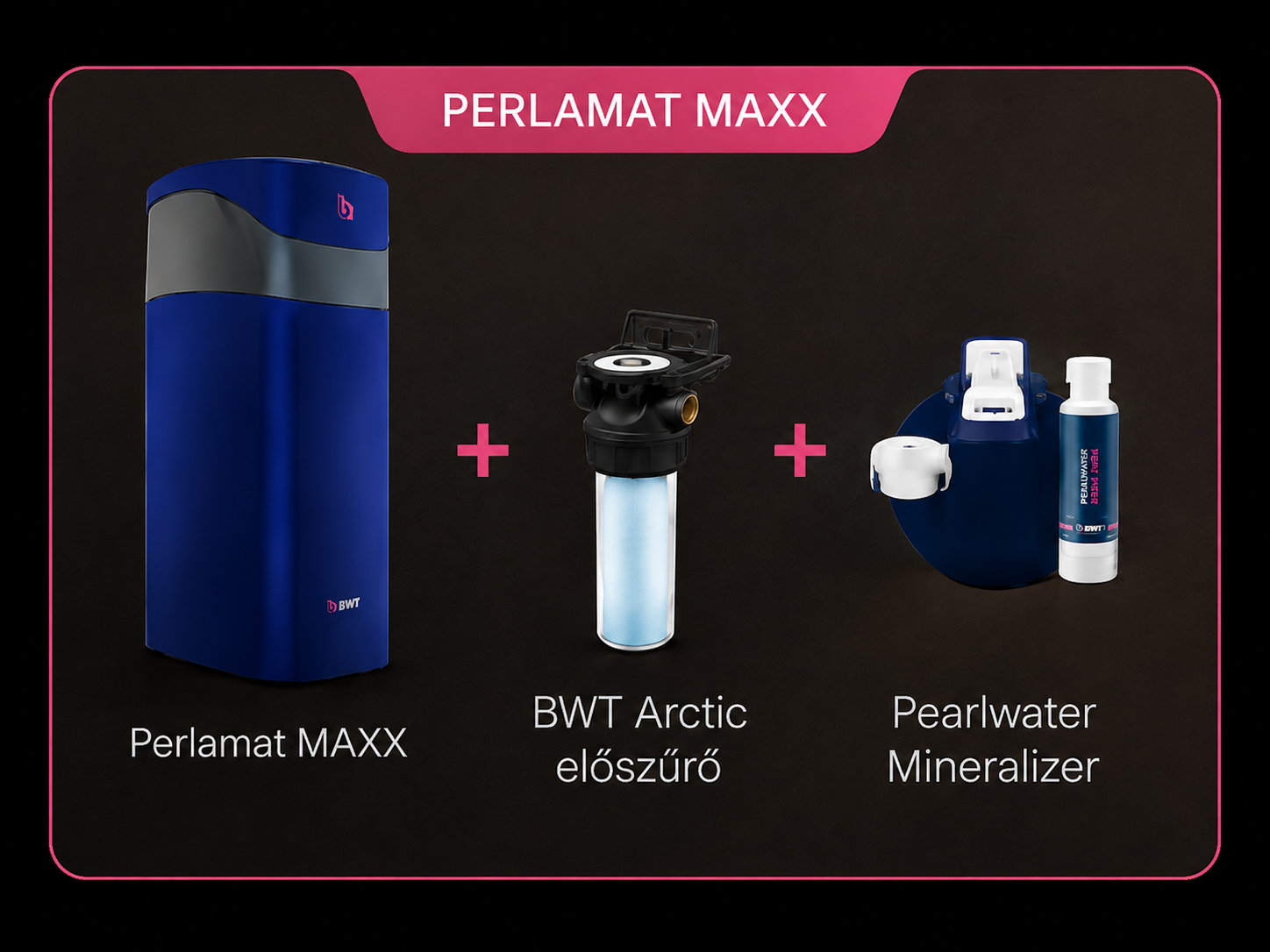 BWT OnePipe Pearlwater csomag Perlamat MAXX vízlágyítóval, Arctic előszűrővel és Pearlwater Mineralizerrel